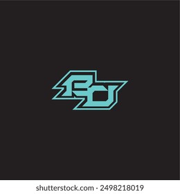 juego dinámico monograma logo deportivo y atrevido concepto BO carta de exportación azul