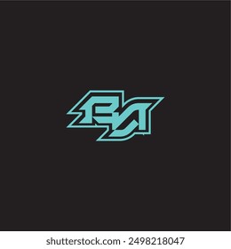 dynamic gaming monogram logo sporty and bold concept BA blue esport letter