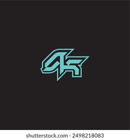 Dinámico juego monograma logo deportivo y audaz concepto AK carta de exportación azul