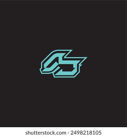 Dynamisches Gaming-Monogramm Logo sportlich und mutig Konzept AJ blau esport Buchstabe