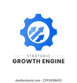 Dynamic gear logo symbolizing strategic growth. Ideal for tech startups, business consulting, and innovation-driven brands. Clean, modern, and versatile design.