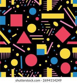 Dynamic Geometric Abstract Composition with Retro Flair