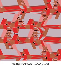 Dynamic Geometric Abstract Pattern in a trendy red and terracotta palette are perfect for fashion, textiles, decor, and branding.
