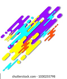 Dynamic Geometric Background with Colorful Diagonal Shapes. Moving Abstract Objects in Retro Style. Bright Futuristic Background for Poster, Banner, Card. Vector Pattern. Motion Illustration.