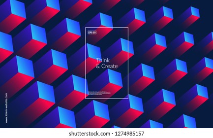 Dynamic geometric background. Cubes pattern design. Eps10 vector.