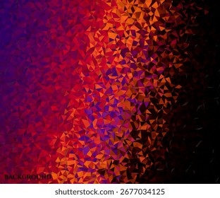 Fondo geométrico dinámico con un gradiente ardiente de Formas de polígonos similares a cristales rojos, naranjas y púrpuras