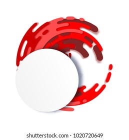 Dynamic Geometric Background with Round White Mockup with Colorful Diagonal Shapes. in Retro Style. Bright Futuristic Background for Poster, Banner, Advertising. Vector Pattern. Motion Illustration.