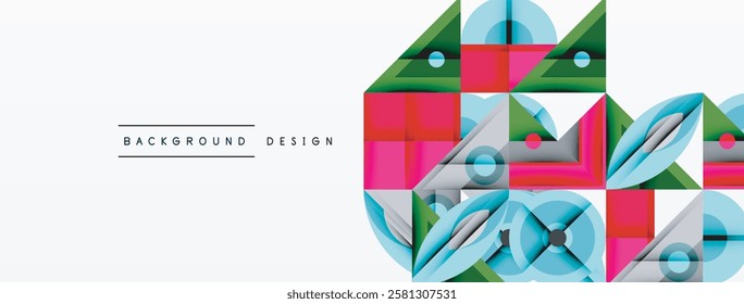 Dynamic geometric composition with sharp angles, circular forms, and gradient colors