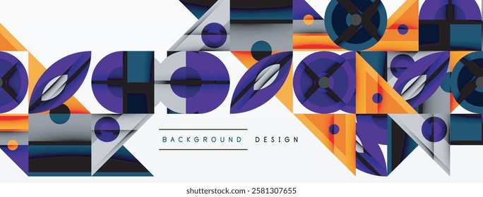 Dynamic geometric composition with sharp angles, circular forms, and gradient colors