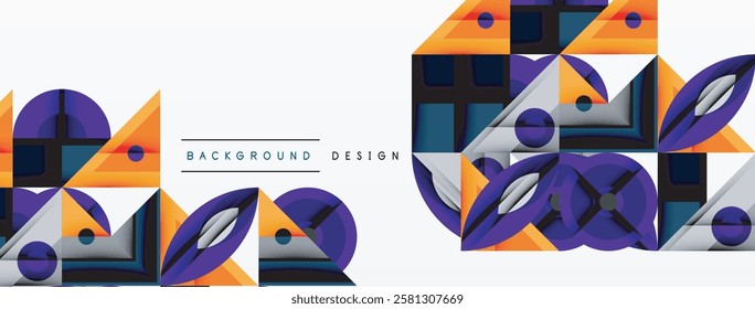 Dynamic geometric composition with sharp angles, circular forms, and gradient colors