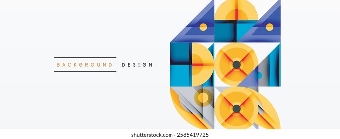 Dynamic geometric composition with sharp angles, circular forms, and gradient colors