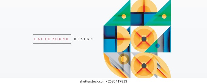 Dynamic geometric composition with sharp angles, circular forms, and gradient colors