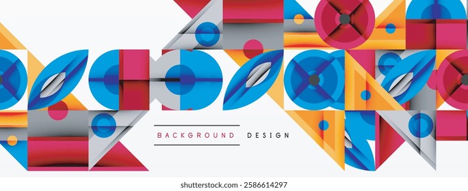 Dynamic geometric composition with sharp angles, circular forms, and gradient colors