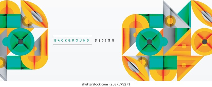Dynamic geometric composition with sharp angles, circular forms, and gradient colors