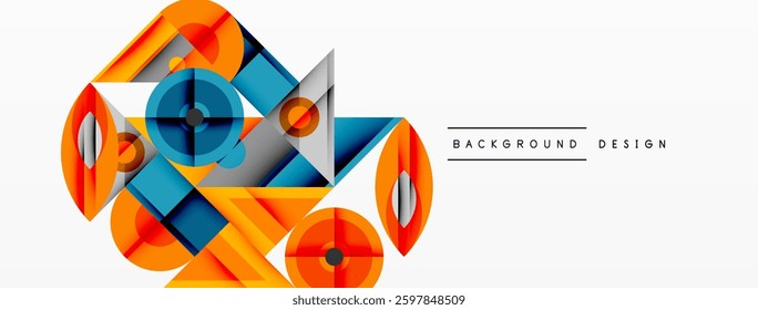 Dynamic geometric composition with sharp angles, circular forms, and gradient colors