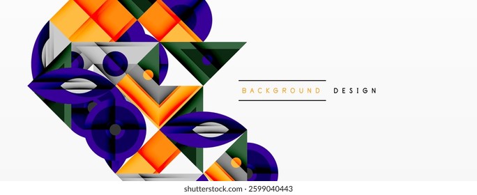Dynamic geometric composition with sharp angles, circular forms, and gradient colors