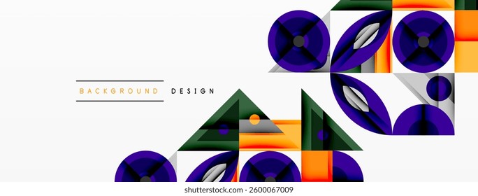 Dynamic geometric composition with sharp angles, circular forms, and gradient colors