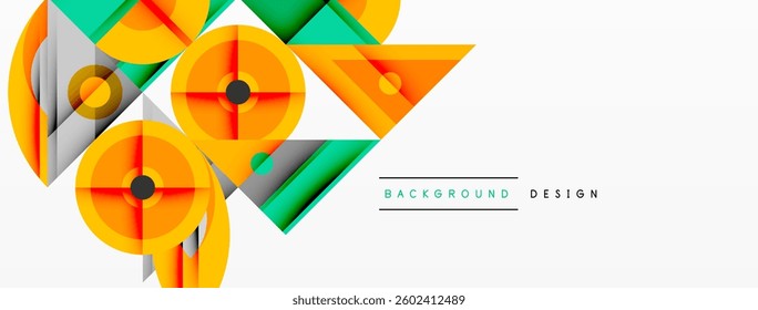 Dynamic geometric composition with sharp angles, circular forms, and gradient colors