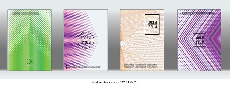 Dynamic geometric cover.  Vector trendy line pattern for poster brochure.  Set of templates for business brochures.  2d prints for banner background.  Graphic pattern for annual album backdrop.