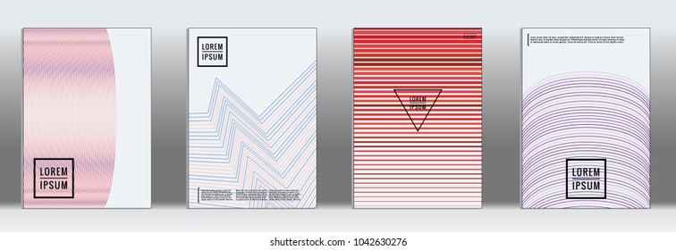 Dynamic geometric cover.  Vector trendy line pattern for poster brochure.  Set of templates for business brochures.  2d prints for banner background.  Graphic design for annual album backdrop.