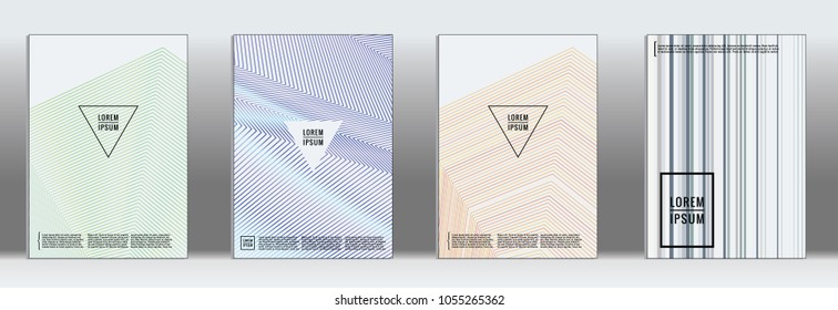 Dynamic geometric cover.  Vector trendy line pattern for poster brochure.  Set of templates for business brochures.  2d prints for banner background.  Business graphic design backdrop.