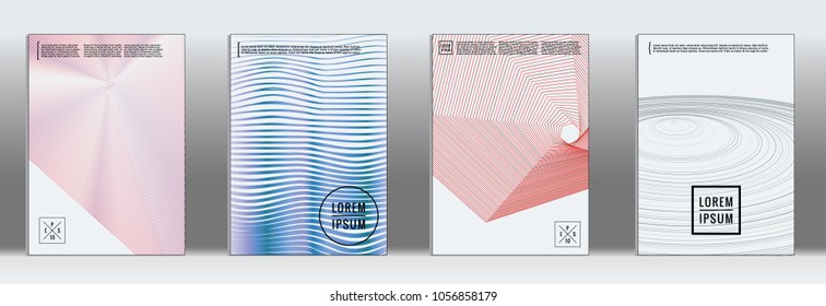 Dynamic geometric cover.  Vector trendy line pattern for poster design.  Set of templates for business brochures.  2d prints for banner background.  Graphic pattern for annual album backdrop.