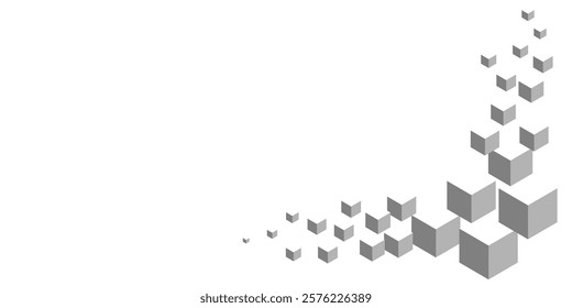 Dynamic Geometric Cube Background Illustration, Minimalistic 3D Abstract Design with White Gradient, Perfect for Modern Digital Themes, Presentations, and Creative Visual Projects