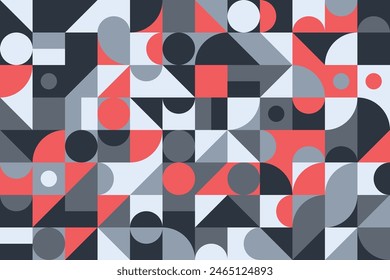 Dynamic geometric design with a striking combination of red, grey, black, and white elements