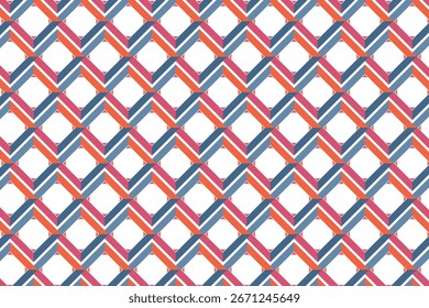 Dynamic Geometric Diamond Lattice Pattern in Red Blue and White