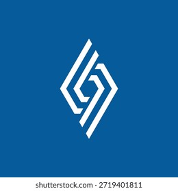 Emblema geométrico dinámico elaborado con líneas limpias, que representa la conectividad y el progreso dentro de un diseño abstracto elegante y moderno sobre un fondo azul vibrante