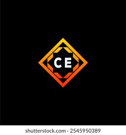 The dynamic geometric logo design features bold letters in an orange and black color scheme, displayed against a dark background