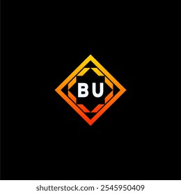 The dynamic geometric logo design features bold letters in an orange and black color scheme, displayed against a dark background