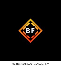 The dynamic geometric logo design features bold letters in an orange and black color scheme, displayed against a dark background
