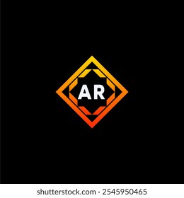 The dynamic geometric logo design features bold letters in an orange and black color scheme, displayed against a dark background