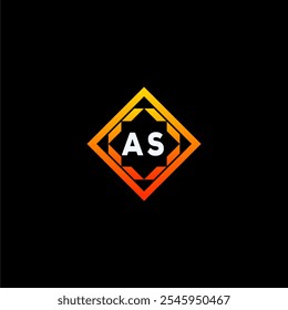 The dynamic geometric logo design features bold letters in an orange and black color scheme, displayed against a dark background