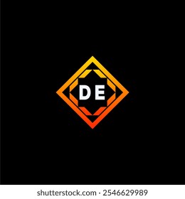 The dynamic geometric logo design features bold letters in an orange and black color scheme, displayed against a dark background