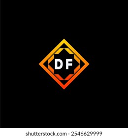 The dynamic geometric logo design features bold letters in an orange and black color scheme, displayed against a dark background