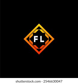 The dynamic geometric logo design features bold letters in an orange and black color scheme, displayed against a dark background