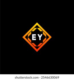 The dynamic geometric logo design features bold letters in an orange and black color scheme, displayed against a dark background