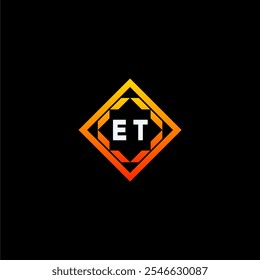 The dynamic geometric logo design features bold letters in an orange and black color scheme, displayed against a dark background