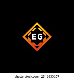 The dynamic geometric logo design features bold letters in an orange and black color scheme, displayed against a dark background