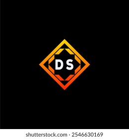 The dynamic geometric logo design features bold letters in an orange and black color scheme, displayed against a dark background