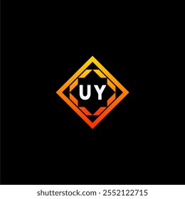 The dynamic geometric logo design features bold letters in an orange and black color scheme, displayed against a dark background