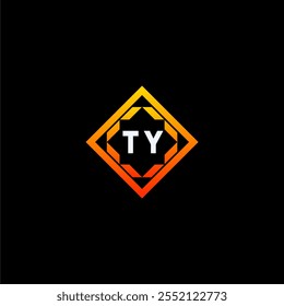 The dynamic geometric logo design features bold letters in an orange and black color scheme, displayed against a dark background
