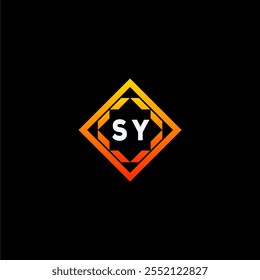 The dynamic geometric logo design features bold letters in an orange and black color scheme, displayed against a dark background