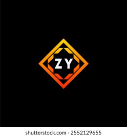 The dynamic geometric logo design features bold letters in an orange and black color scheme, displayed against a dark background