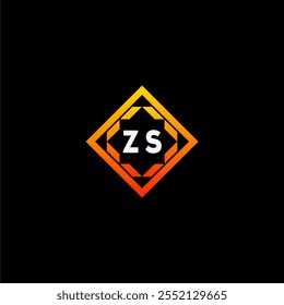 El diseño de logotipo geométrico dinámico presenta letras en negrita en un esquema de color naranja y negro, que se muestra sobre un fondo oscuro