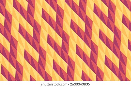 Dynamic geometric pattern in warm tones of yellow, orange, and plum. Ideal for summer packaging, wrapping paper, or lively textile designs.