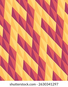 Dynamic geometric pattern in warm tones of yellow, orange, and plum. Ideal for summer packaging, wrapping paper, or lively textile designs.