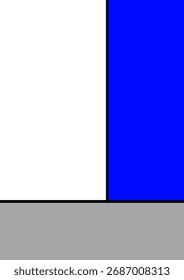 Dynamic geometric poster design using only blue, black, and white for a striking visual effect